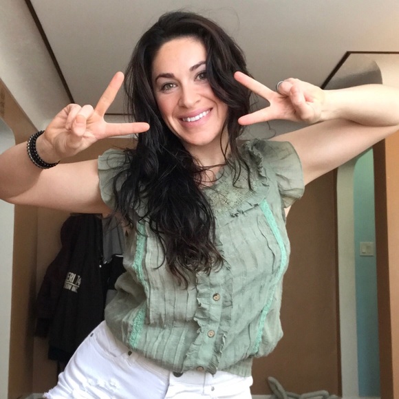 RUE 21 cottagecore moss green lace shirt - Picture 8 of 8